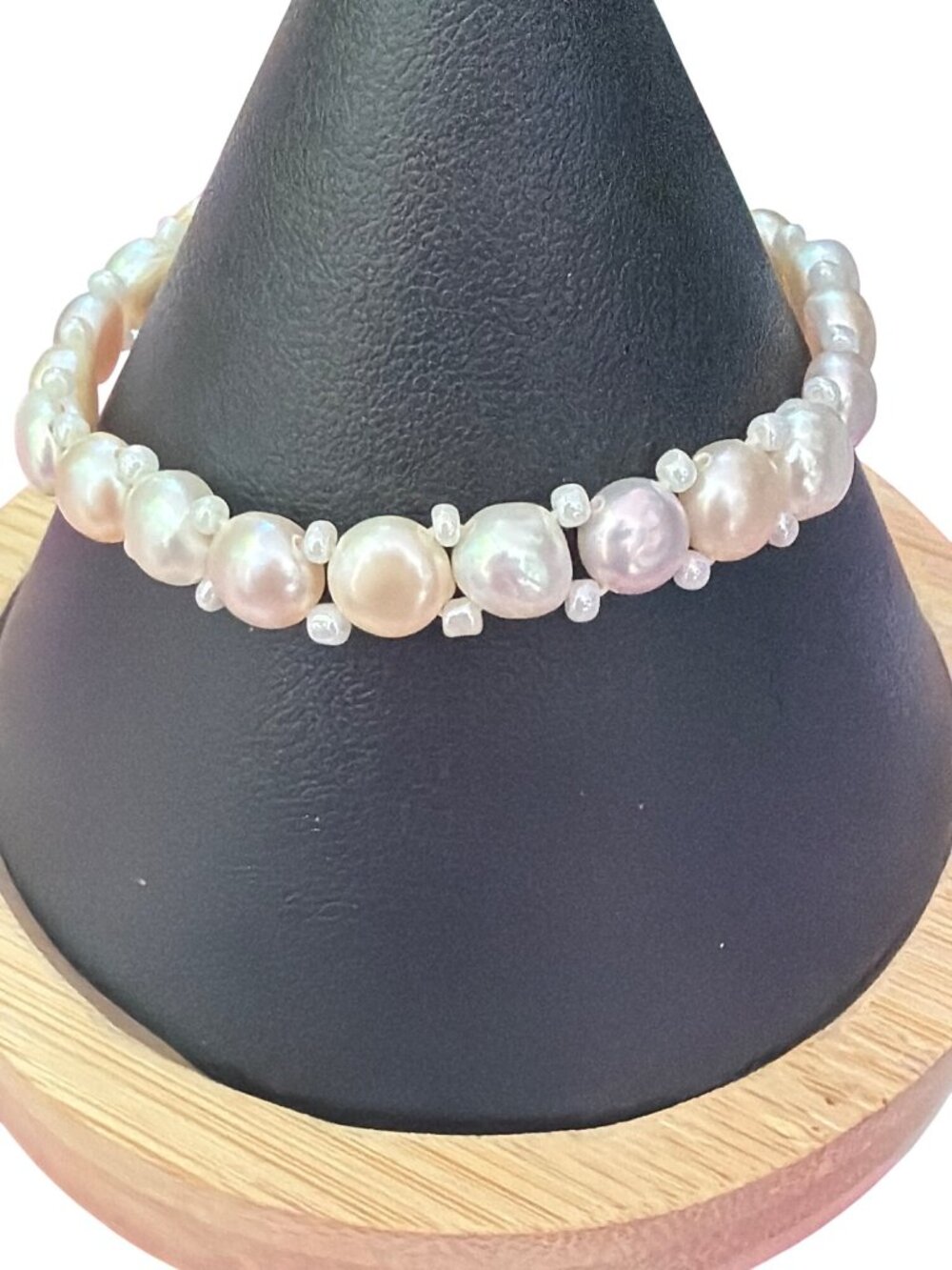 Vintage Genuine Pearl Stretch Bracelet Flat Backs Pull On Lightweight Estate